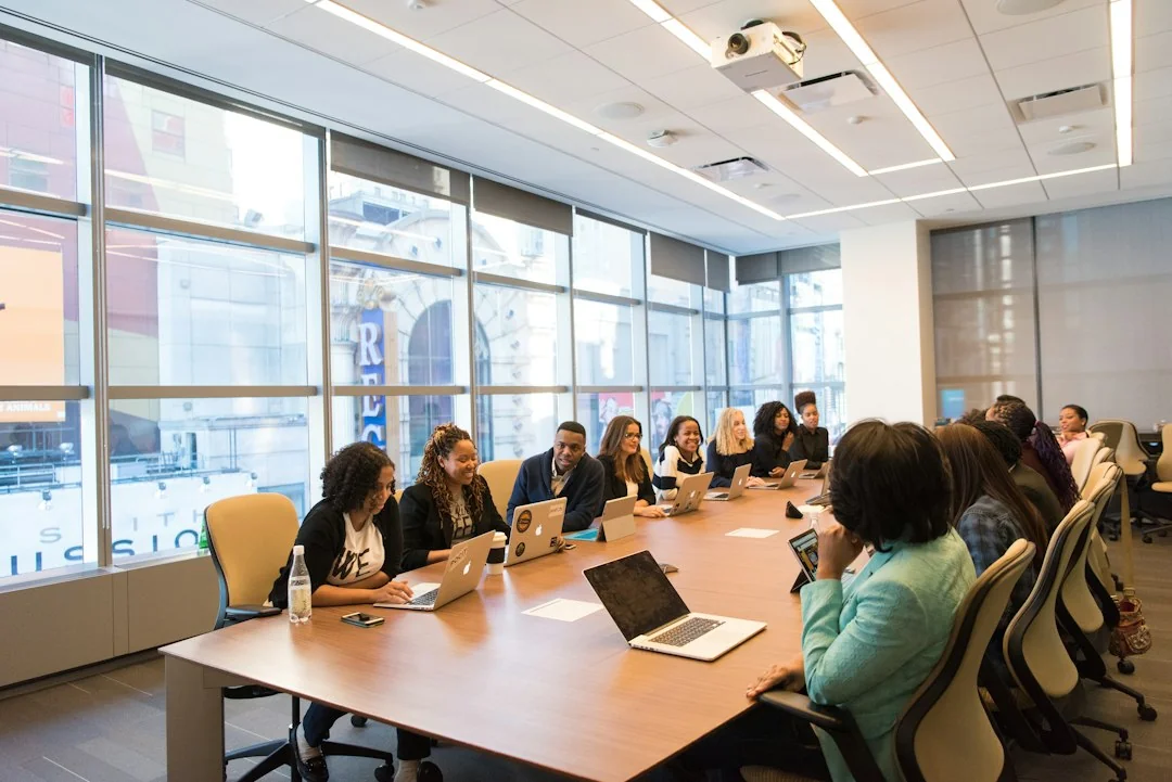 Team collaborating during a customised organisational training workshop